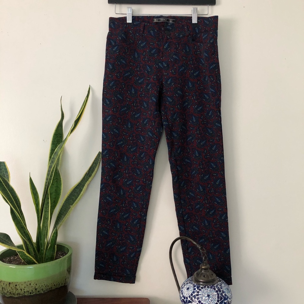 Zara paisley stretchy dress pants